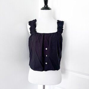 Wildfox Black Ruffle Strap Crop Tank Top Blouse